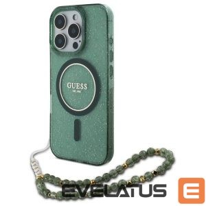 Other Phone Accessory Guess  Guess IML Glitter With Pearl Strap MagSafe case for iPhone 16 Pro Max - green 