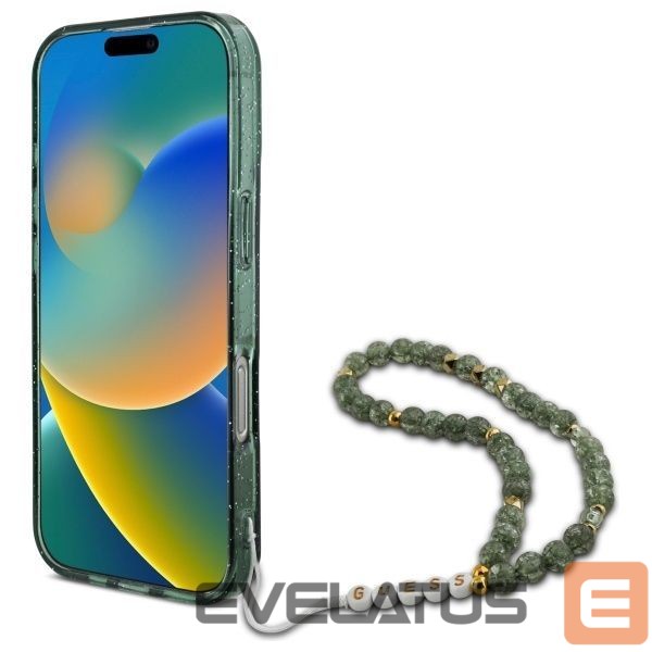 Other Phone Accessory Guess Guess IML Glitter With Pearl Strap MagSafe case for iPhone 16 Pro Max - green