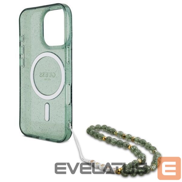 Other Phone Accessory Guess Guess IML Glitter With Pearl Strap MagSafe case for iPhone 16 Pro Max - green