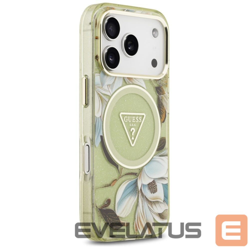 Other goods Guess Guess IML Glitter Flowers Triangle MagSafe Case for iPhone 17 Pro Max - Green