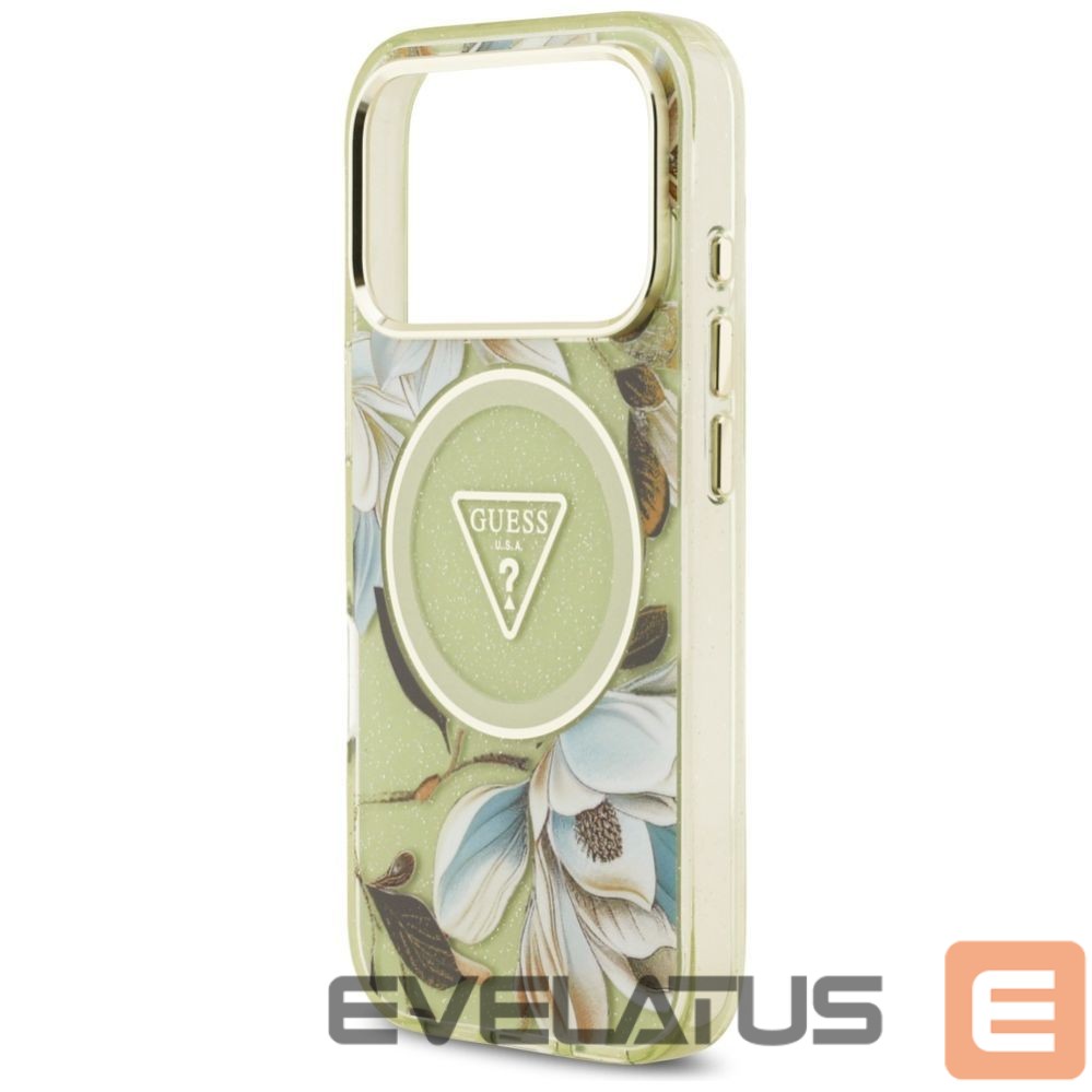 Other goods Guess Guess IML Glitter Flowers Triangle MagSafe Case for iPhone 17 Pro Max - Green