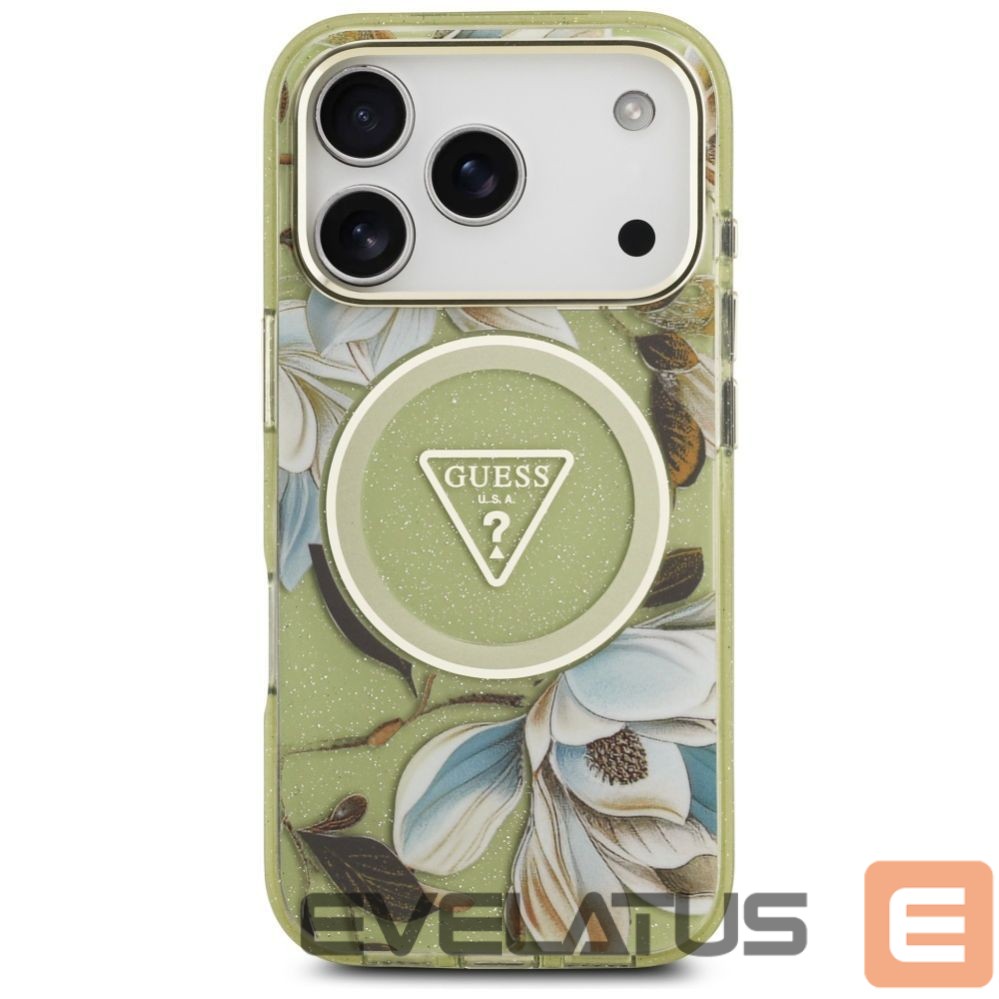 Other goods Guess Guess IML Glitter Flowers Triangle MagSafe Case for iPhone 17 Pro Max - Green