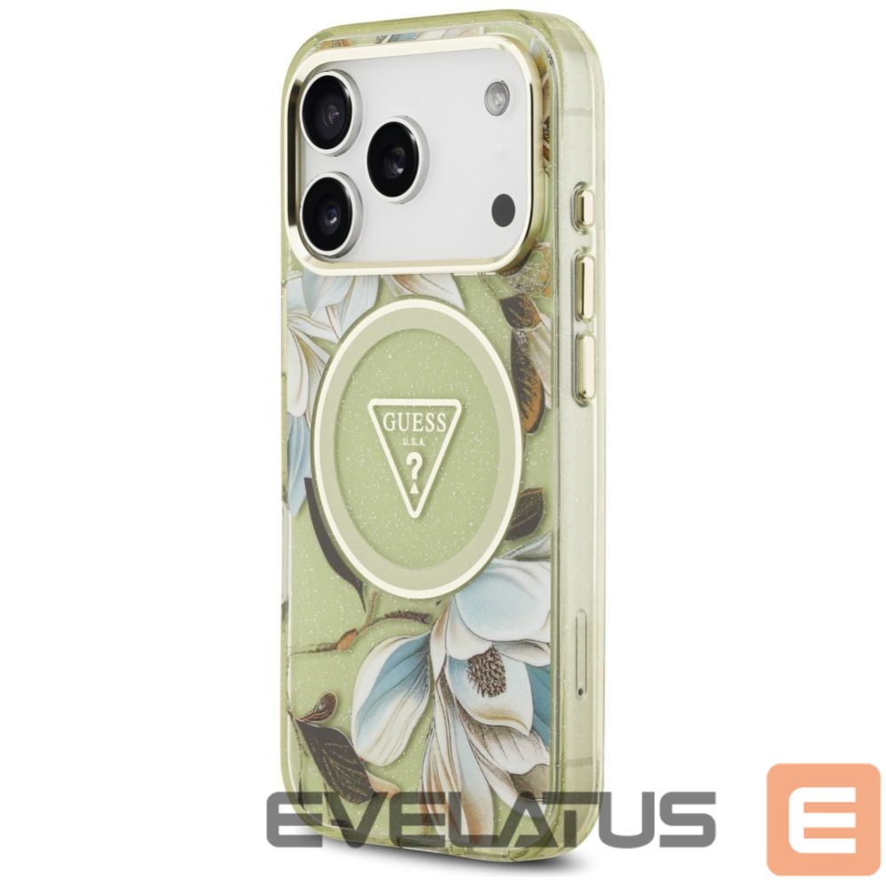 Other goods Guess Guess IML Glitter Flowers Triangle MagSafe Case for iPhone 17 Pro Max - Green