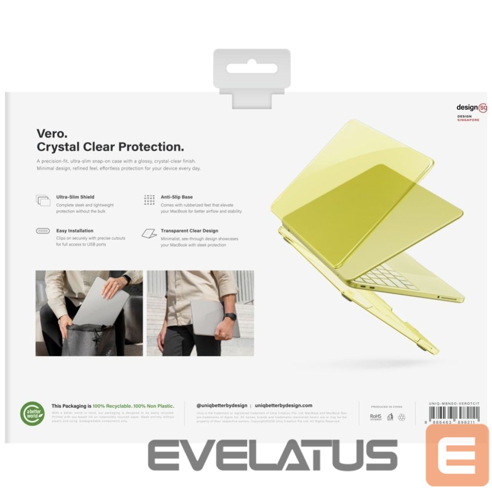 Back panel cover UNIQ Uniq Vero Case for MacBook Neo - Translucent Yellow