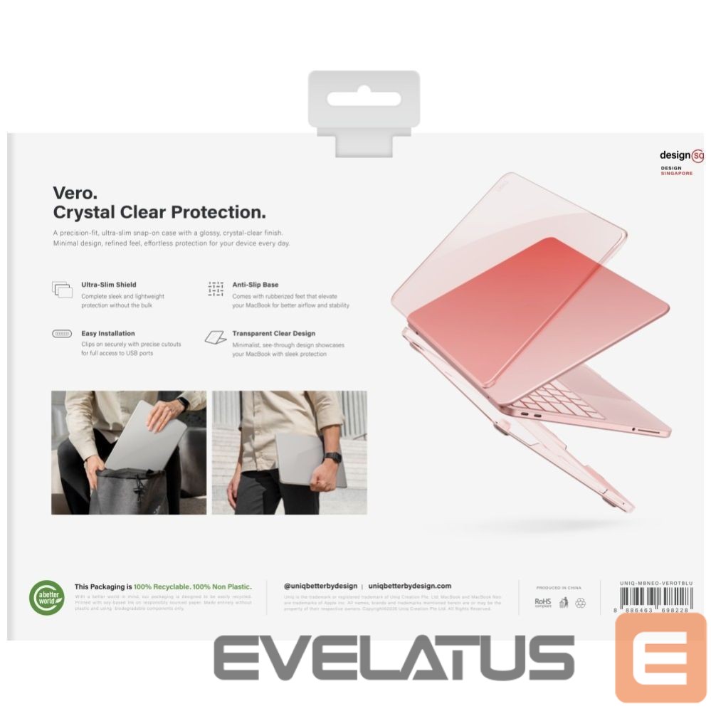 Back panel cover UNIQ Uniq Vero Case for MacBook Neo - Translucent Pink