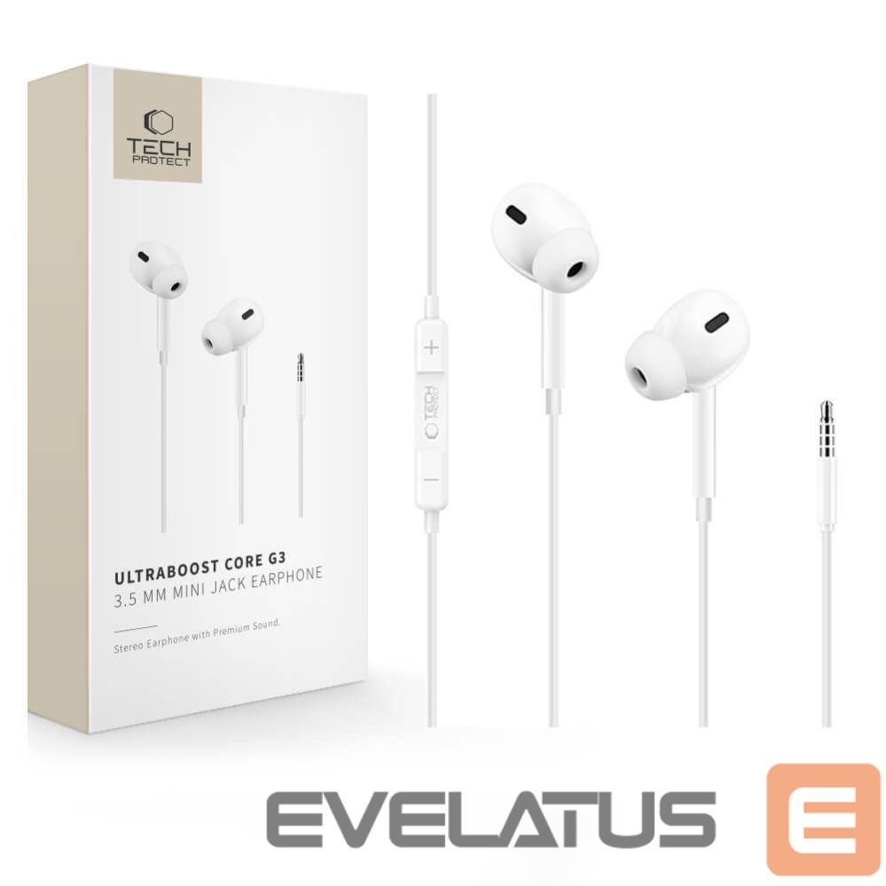 Adapter Tech-Protect Tech-Protect Ultraboost Core G3 Mini Jack Wired Headphones - White