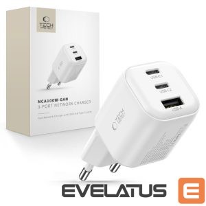 Cable Tech-Protect  Tech-Protect NCA100W-GaN 3-Port PD 3.2 100W / QC3.0 Wall Charger - White 