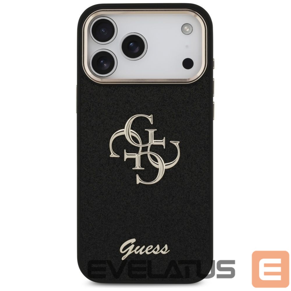 Back panel cover Guess Guess Fixed Glitter Big 4G Metal Frame case for iPhone 17 Pro Max - black