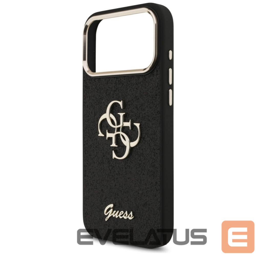 Back panel cover Guess Guess Fixed Glitter Big 4G Metal Frame case for iPhone 17 Pro Max - black