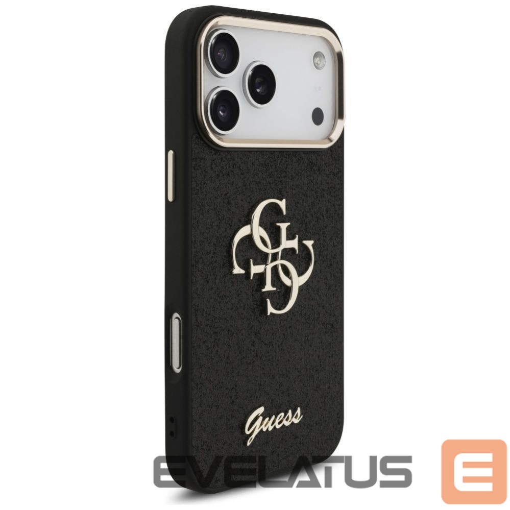 Back panel cover Guess Guess Fixed Glitter Big 4G Metal Frame case for iPhone 17 Pro Max - black