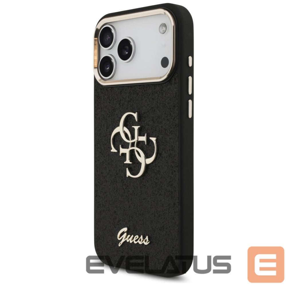 Back panel cover Guess Guess Fixed Glitter Big 4G Metal Frame case for iPhone 17 Pro Max - black