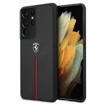 Back panel cover Ferrari  Ferrari FEOSIHCS21LBK S21 Ultra G998 black/black hardcase Off Track Leather Nylon Stripe 