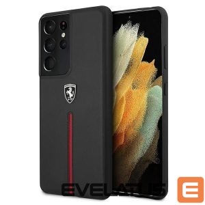 Back panel cover Ferrari  Ferrari FEOSIHCS21LBK S21 Ultra G998 black/black hardcase Off Track Leather Nylon Stripe 