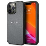Back panel cover Guess  Guess GUHCP13LPSASBGR iPhone 13 Pro / 13 6.1" grey/grey Saffiano Strap 