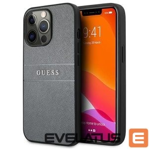 Back panel cover Guess  Guess GUHCP13LPSASBGR iPhone 13 Pro / 13 6.1" grey/grey Saffiano Strap 