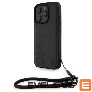 Back panel cover BMW  BMW Signature Leather Wordmark Cord Case for iPhone 16 Pro - Black 