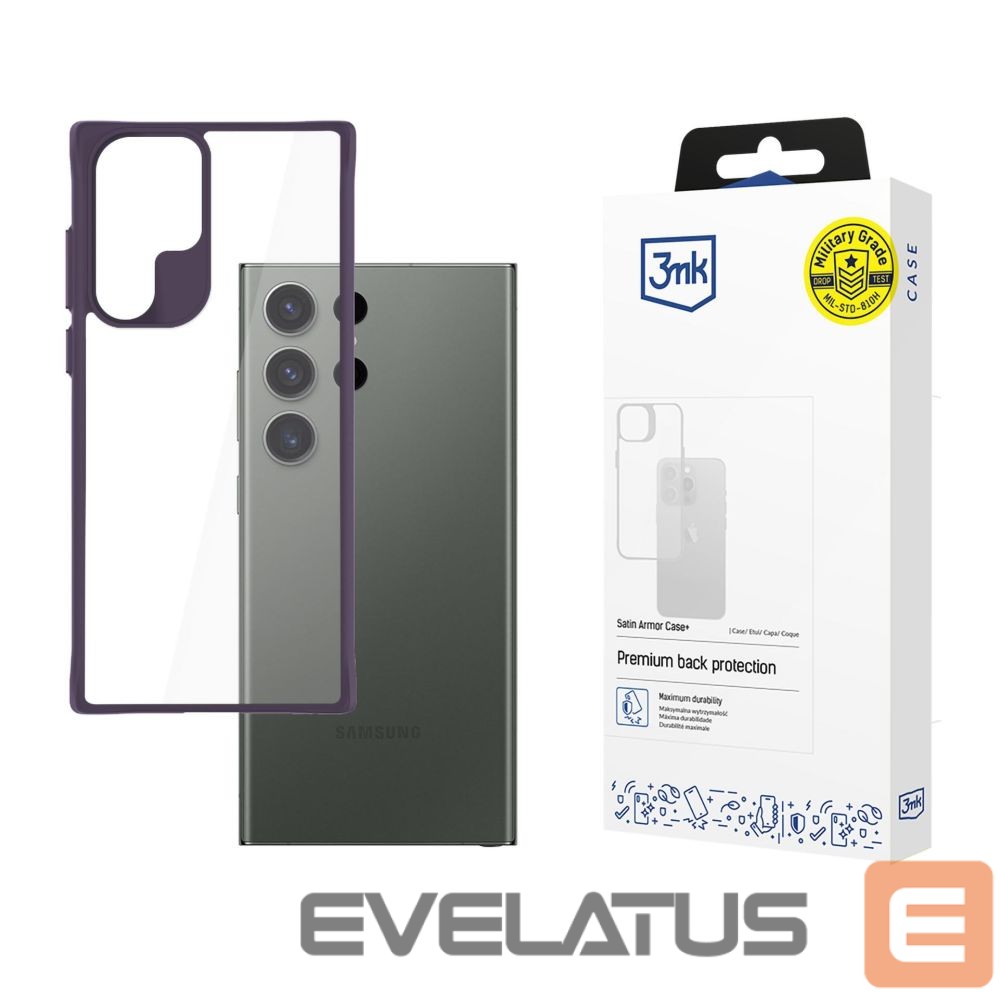 Back panel cover 3MK 3mk Satin Armor Case+ Purple for Samsung Galaxy S24 Ultra - Transparent