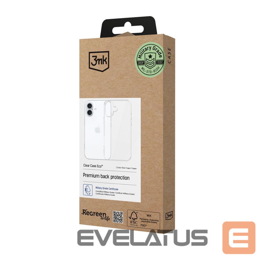 Back panel cover 3MK 3mk Clear Case Eco for Apple iPhone 16 plus - transparent