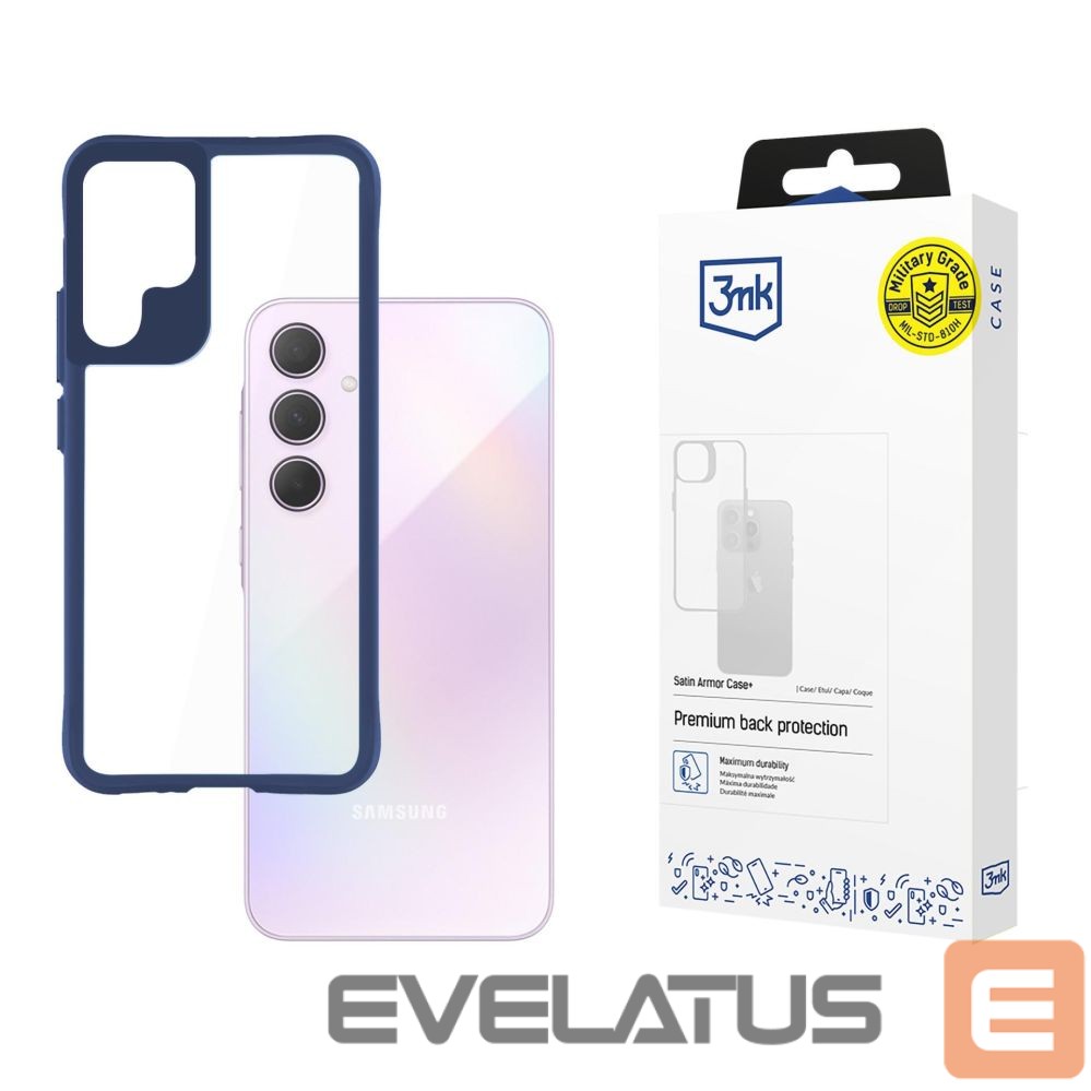 Back panel cover 3MK 3mk Satin Armor Case+ Blue for Samsung Galaxy A35 5G - transparent