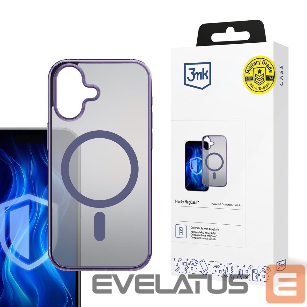 Back panel cover 3MK 3mk Frosty MagCase Purple for Apple iPhone 16 Plus - purple