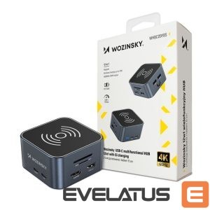 Converter Wozinsky  Hub USB-C 12 in 1 Wozinsky WHBC09Y8S multifunctional, with wireless charging function, aluminum, with 15 cm cable - gray 