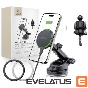 Selfie monopods and holders Tech-Protect  Tech-Protect MM15W-V7 QI2 Car Holder with Inductive Charger - Black 