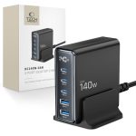 Cable Tech-Protect  Tech-Protect DC140W-GAN 5-PORT PD140W/QC3.0 Charging Station - Black 