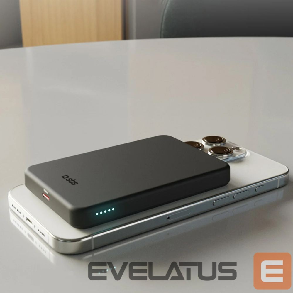 Power bank SBS SBS Mag Power Qi2 5000 mAh Powerbank Compatible with MagSafe - Black