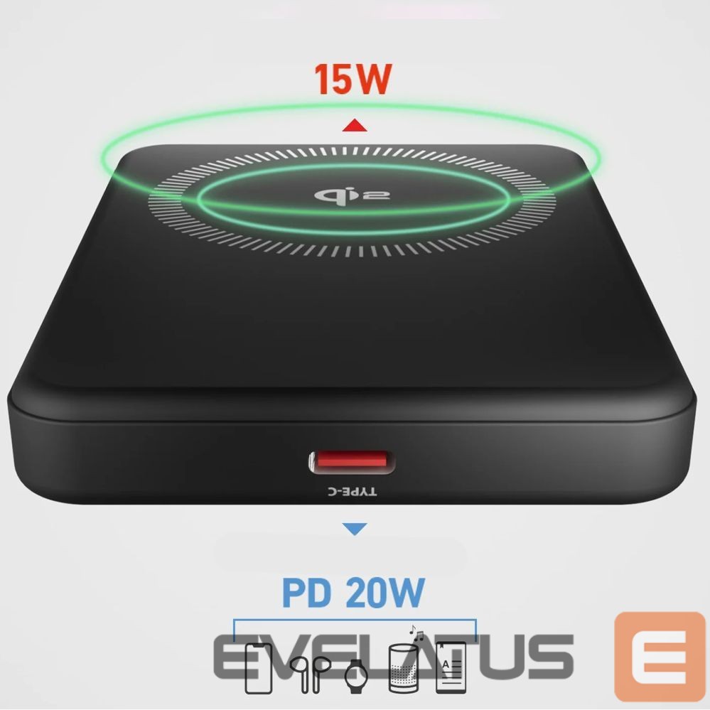 Power bank SBS SBS Mag Power Qi2 5000 mAh Powerbank Compatible with MagSafe - Black