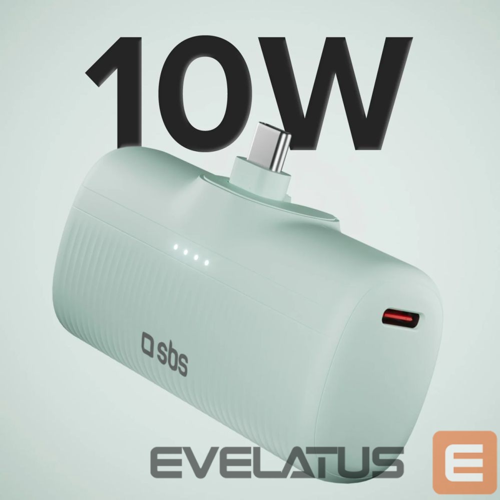 Power bank SBS SBS EcoPower 5000 mAh 10W Powerbank with Built-in USB-C Port - Green