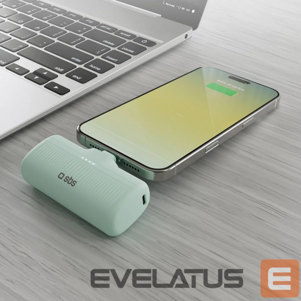Power bank SBS SBS EcoPower 5000 mAh 10W Powerbank with Built-in USB-C Port - Green