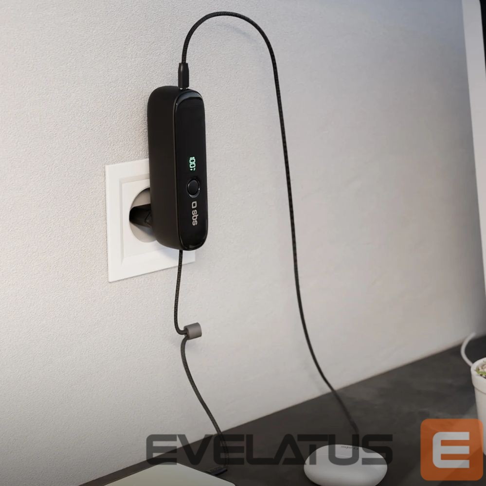 Power bank SBS SBS Hybrid PD 20W 5000mAh Power Bank with Built-in Cable and Foldable Plug - Black