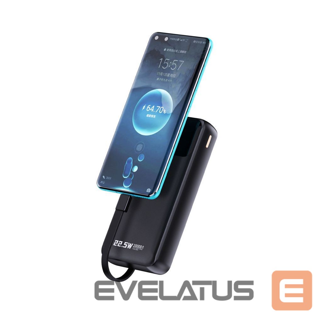Power bank Dudao Dudao K15Pro Power Bank 20000mAh 22.5W PD USB-C / USB-A / Built-in Lightning and USB-C Cables - Black
