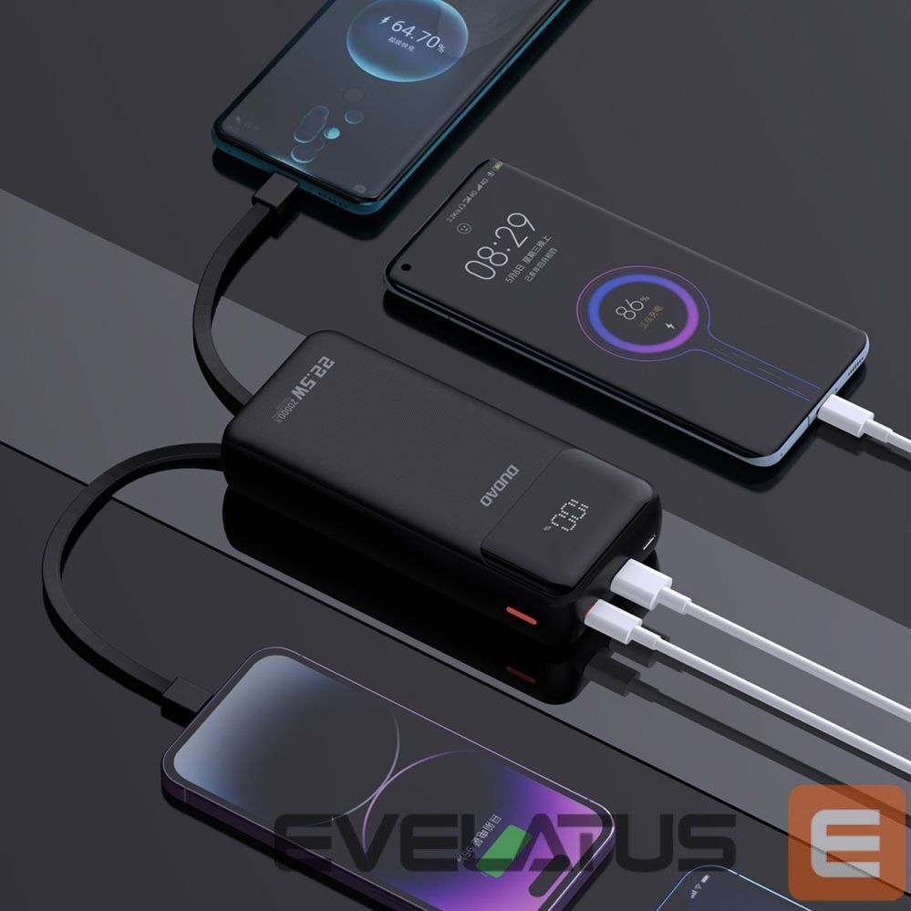 Power bank Dudao Dudao K15Pro Power Bank 20000mAh 22.5W PD USB-C / USB-A / Built-in Lightning and USB-C Cables - Black