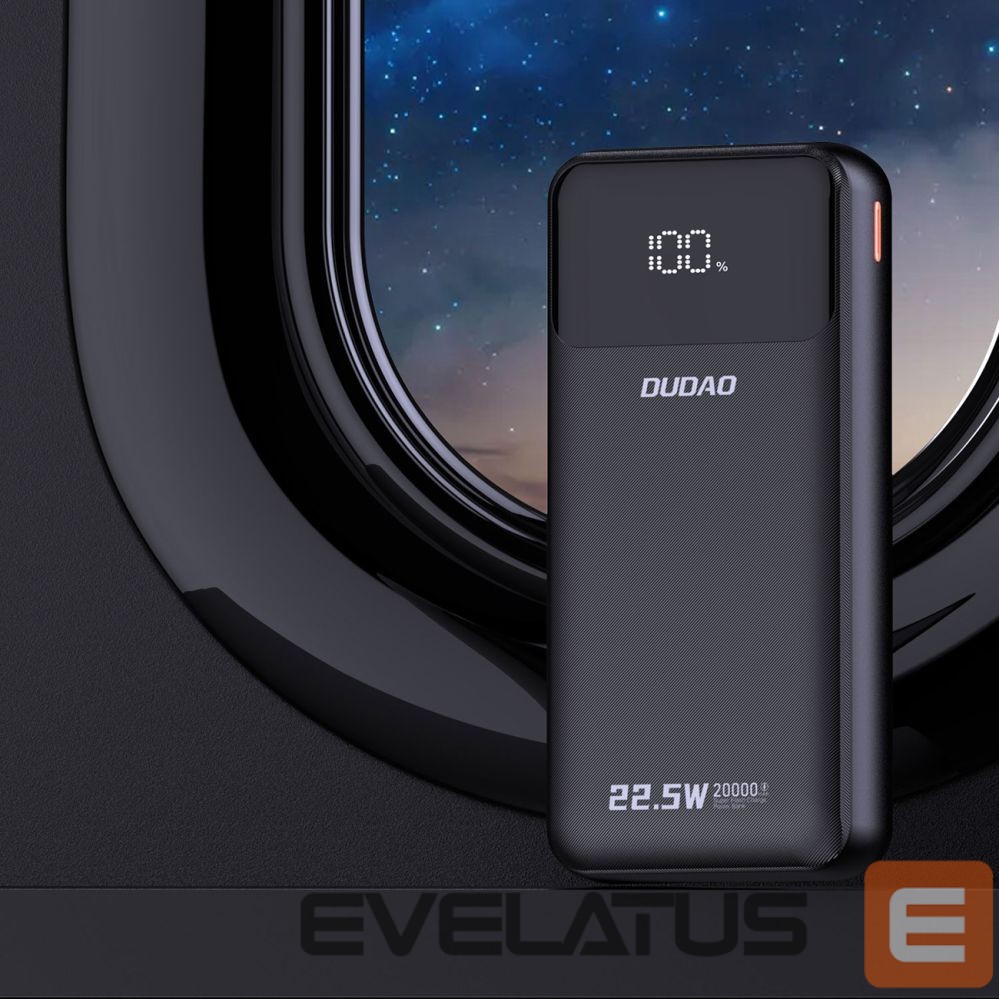 Power bank Dudao Dudao K15Pro Power Bank 20000mAh 22.5W PD USB-C / USB-A / Built-in Lightning and USB-C Cables - Black