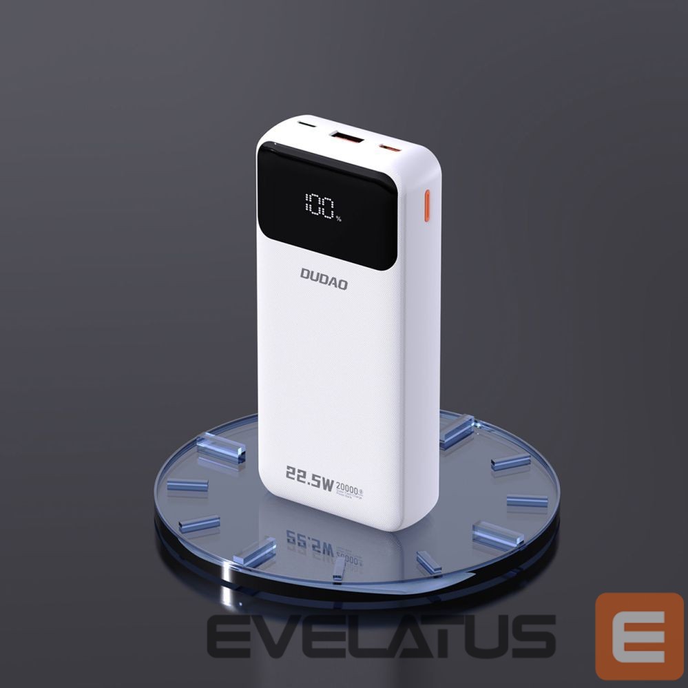 Power bank Dudao Dudao K15Pro Power Bank 20000mAh 22.5W PD USB-C / USB-A / Built-in Lightning and USB-C Cables - White