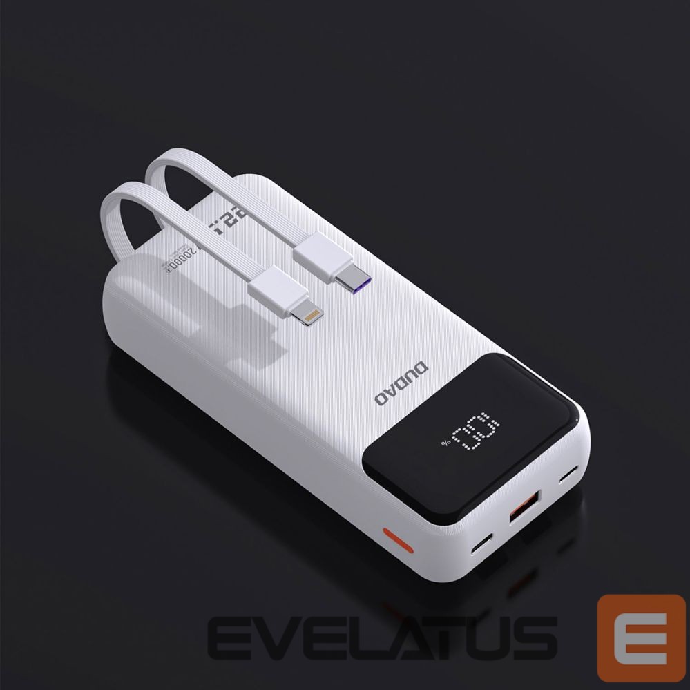 Power bank Dudao Dudao K15Pro Power Bank 20000mAh 22.5W PD USB-C / USB-A / Built-in Lightning and USB-C Cables - White