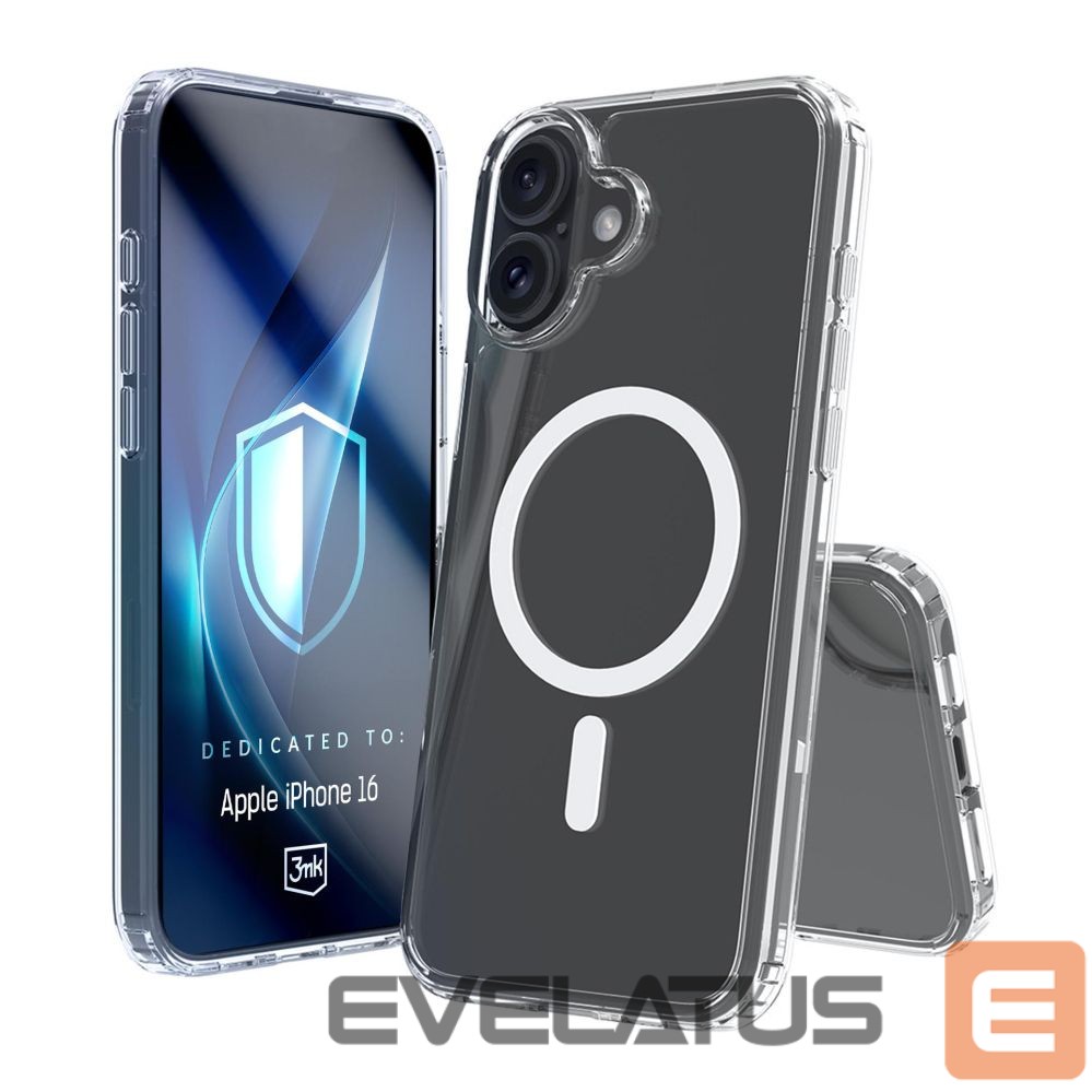 Back panel cover 3MK 3mk Armor MagCase for iPhone 16 - transparent