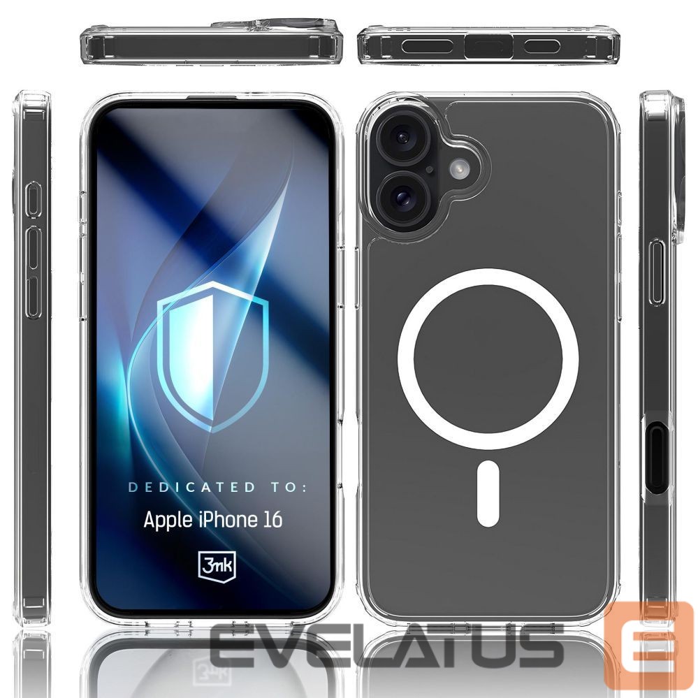 Back panel cover 3MK 3mk Armor MagCase for iPhone 16 - transparent