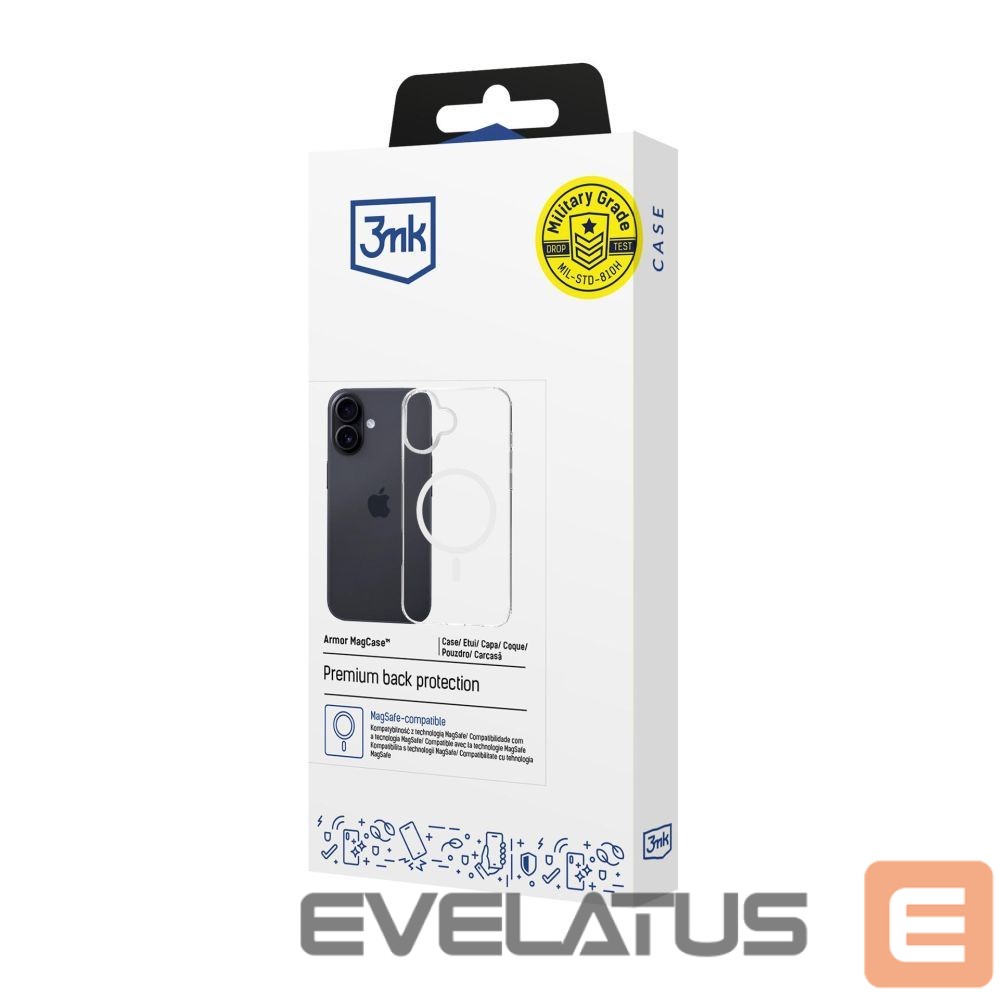 Back panel cover 3MK 3mk Armor MagCase for iPhone 16 - transparent