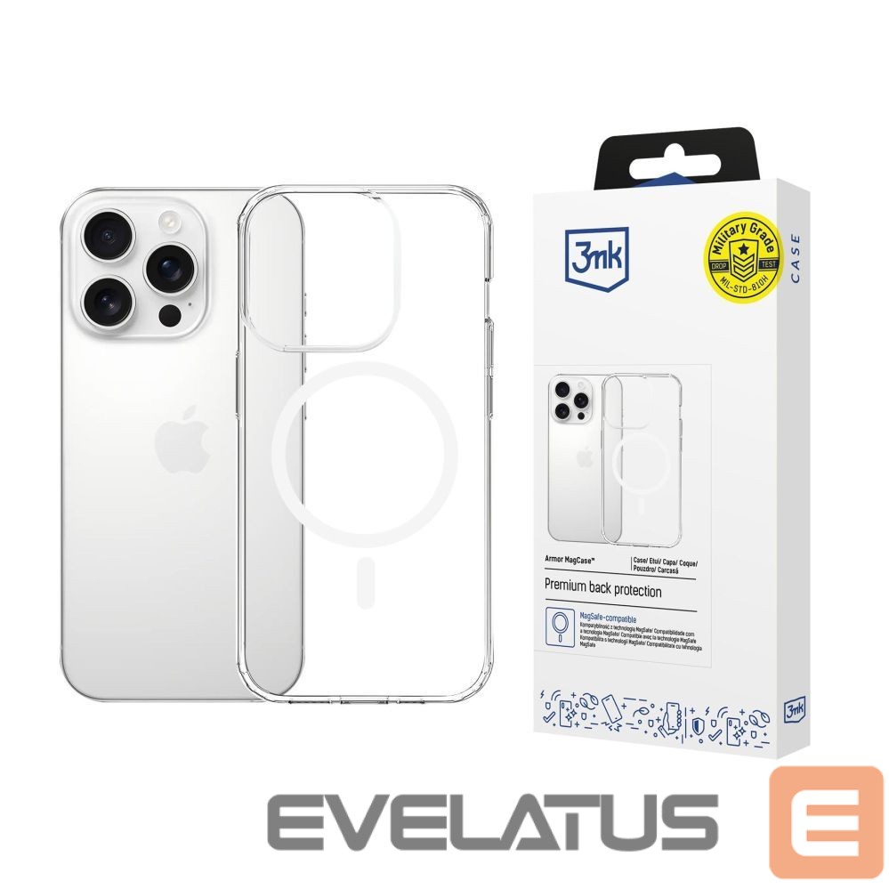Back panel cover 3MK 3mk Armor MagCase for iPhone 16 Pro Max - Transparent