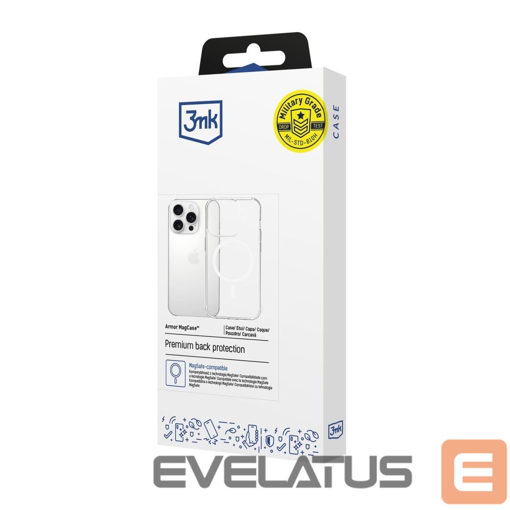 Back panel cover 3MK 3mk Armor MagCase for iPhone 16 Pro Max - Transparent