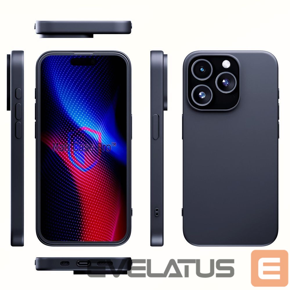 Back panel cover 3MK 3mk Matt Case Pro for Apple iPhone 15 Pro - Matte Black