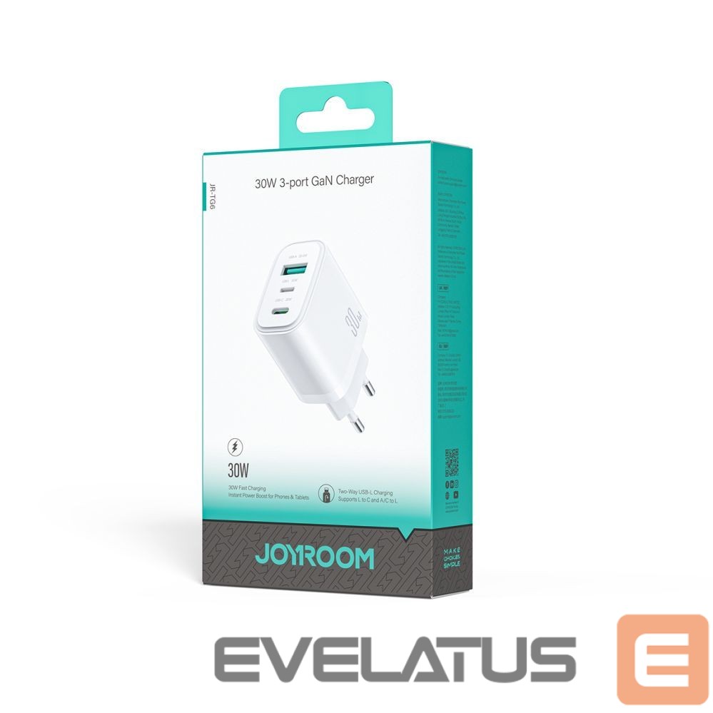 Adapter Joyroom Joyroom JR-TG6 GaN 30W Wall Charger - White