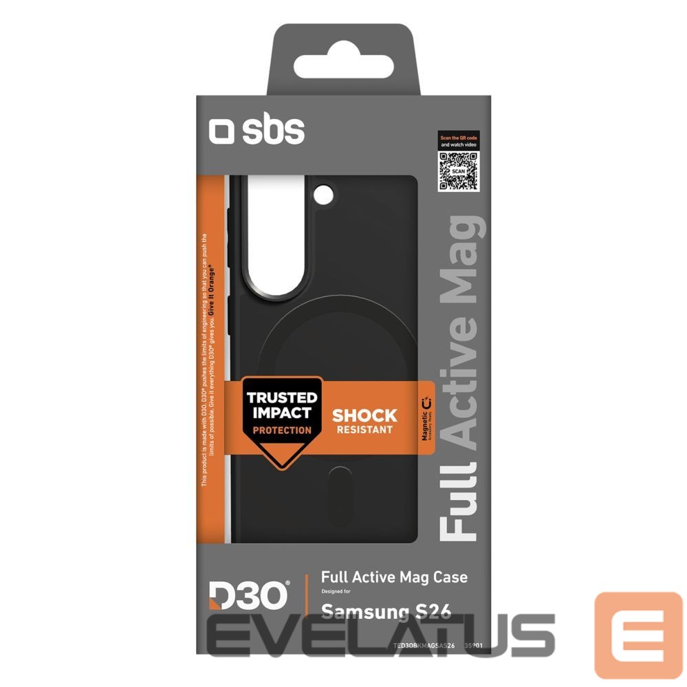 Back panel cover SBS SBS Full Active Case D3O for Samsung Galaxy S26, MagSafe Compatible - Black