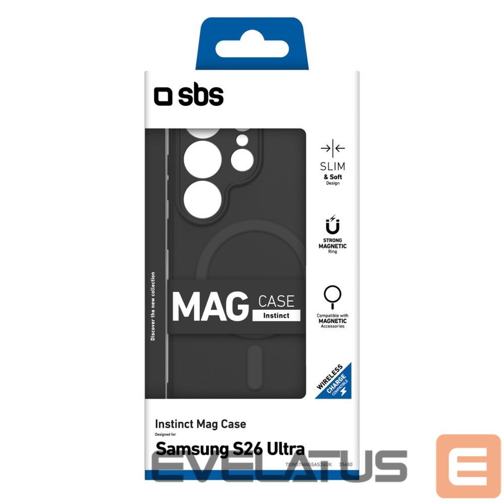 Back panel cover SBS SBS Instinct Mag Case for Samsung Galaxy S26 Ultra Compatible with MagSafe - Black