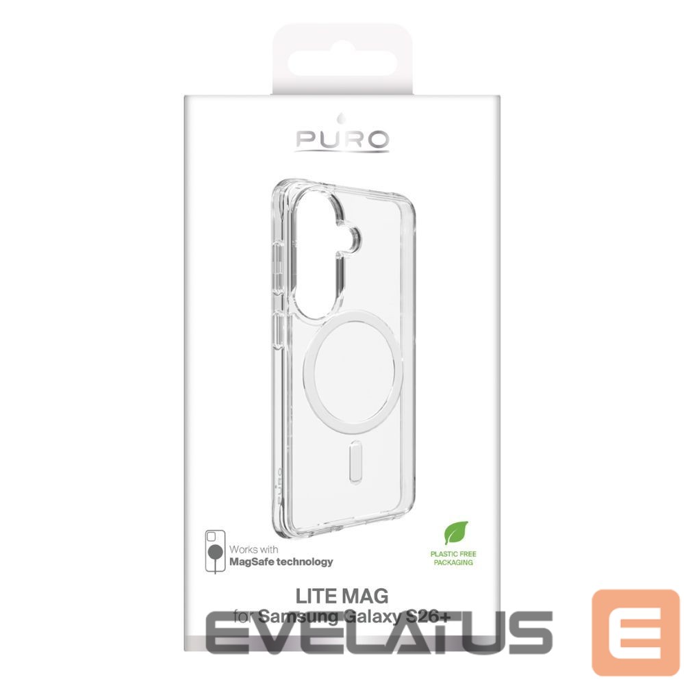 Back panel cover Puro Puro LITE MAG Protective Case for Samsung Galaxy S26 Plus Compatible with MagSafe - Transparent