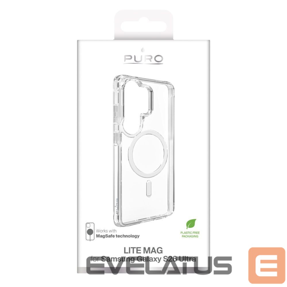 Back panel cover Puro Puro LITE MAG Protective Case for Samsung Galaxy S26 Ultra Compatible with MagSafe - Transparent