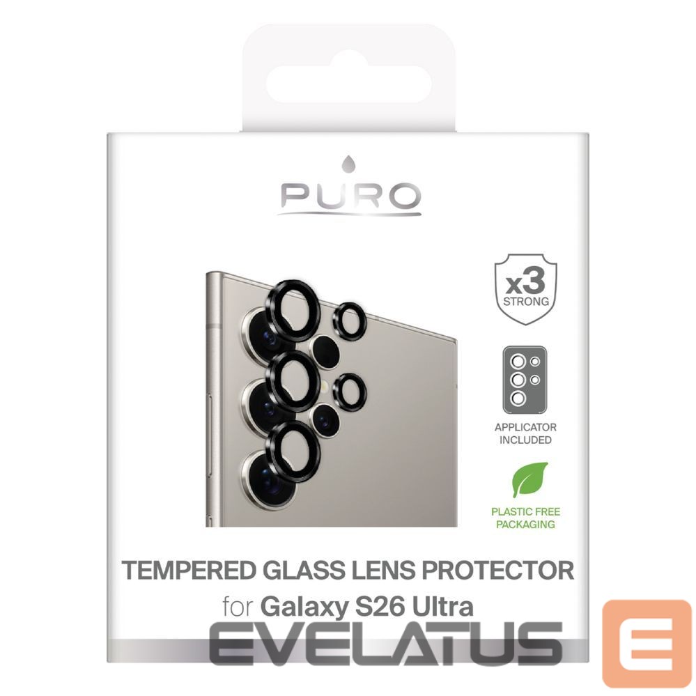 Protective glass Puro Puro Individual tempered glass for the rear camera for Samsung Galaxy S26 Ultra - with black frames