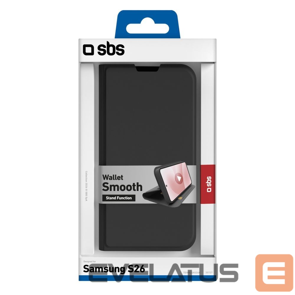 Back panel cover SBS SBS Wallet Smooth Case for Samsung Galaxy S26 with Flip - Black